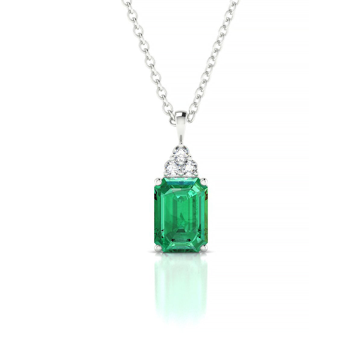 Mirage | 18k White Gold 7 x 5 mm Emerald Emerald Pendant