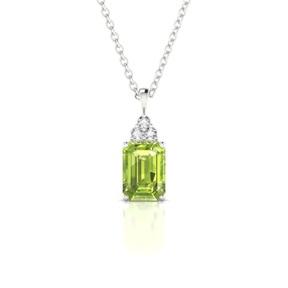 Mirage | 18k White Gold 7 x 5 mm Emerald Peridot Pendant