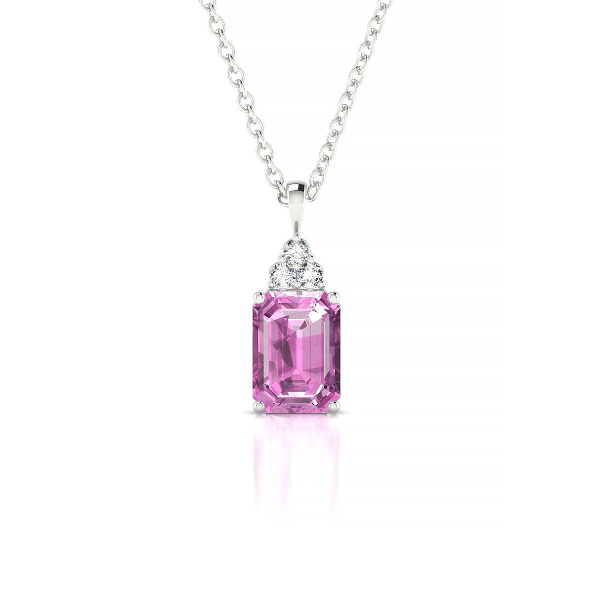 Mirage | 18k White Gold 7 x 5 mm Emerald Pink Sapphire Pendant