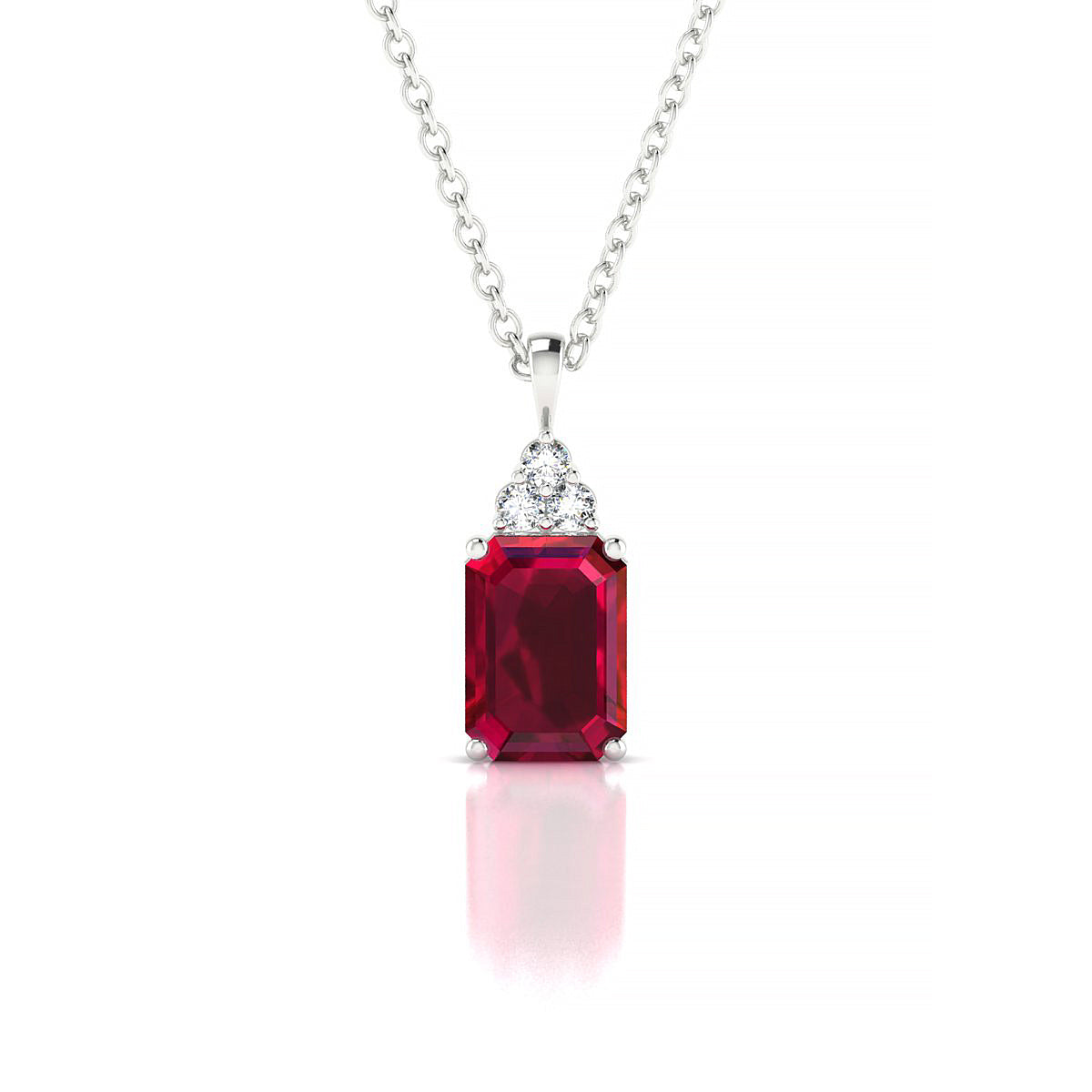 Mirage | 18k White Gold 7 x 5 mm Emerald Ruby Pendant