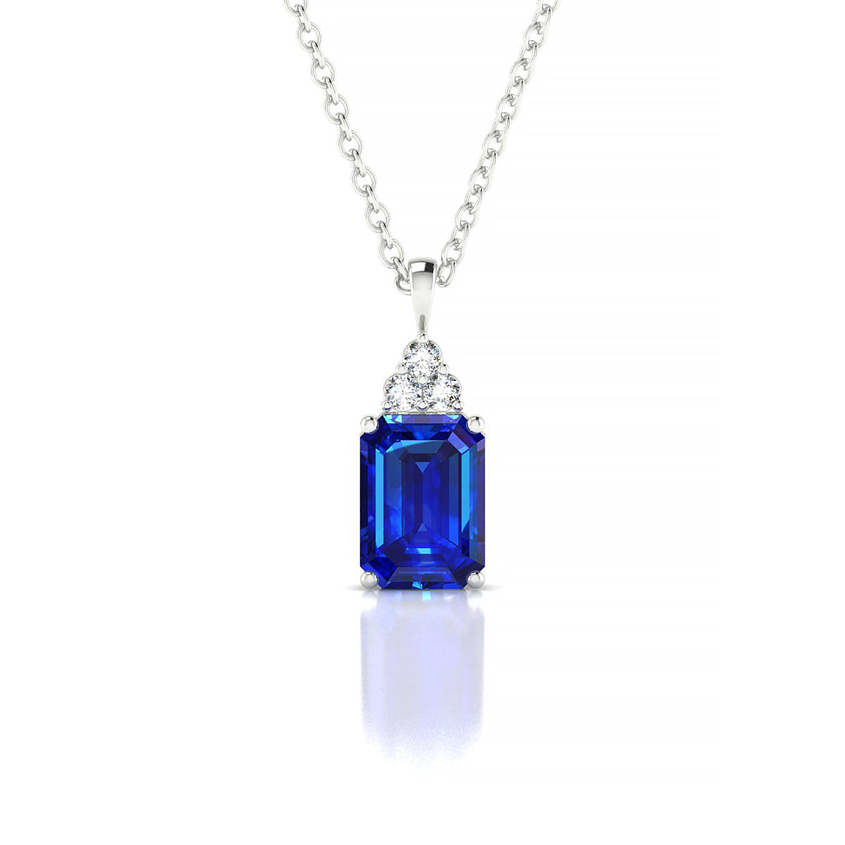 Mirage | 18k White Gold 7 x 5 mm Emerald Sapphire Pendant