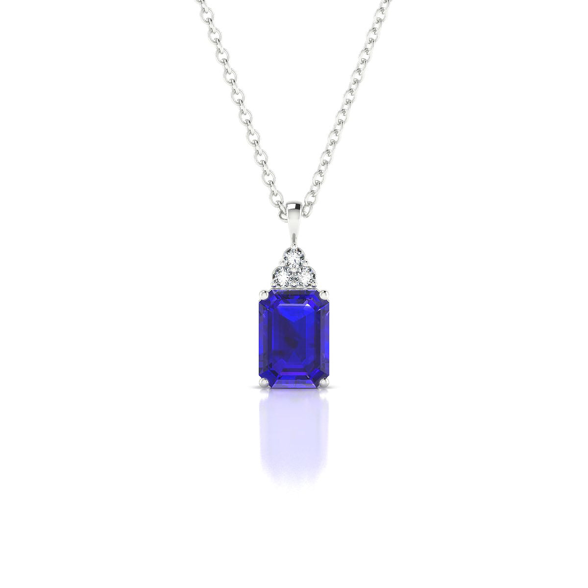 Mirage | 18k White Gold 7 x 5 mm Emerald Tanzanite Pendant