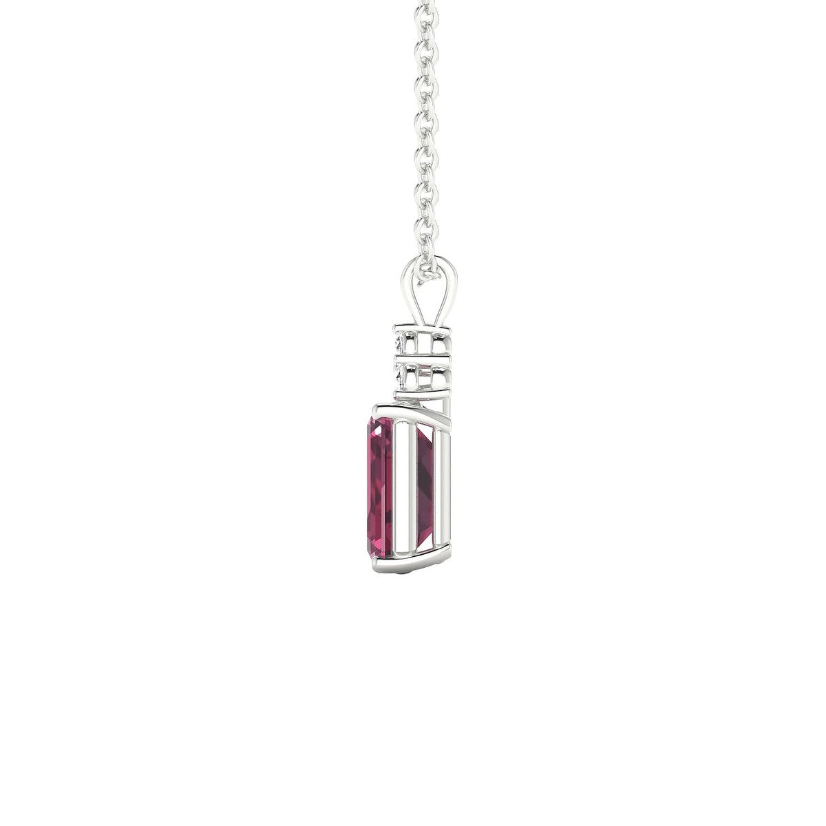 Mirage | 18k White Gold 7 x 5 mm Emerald Rhodolite Pendant