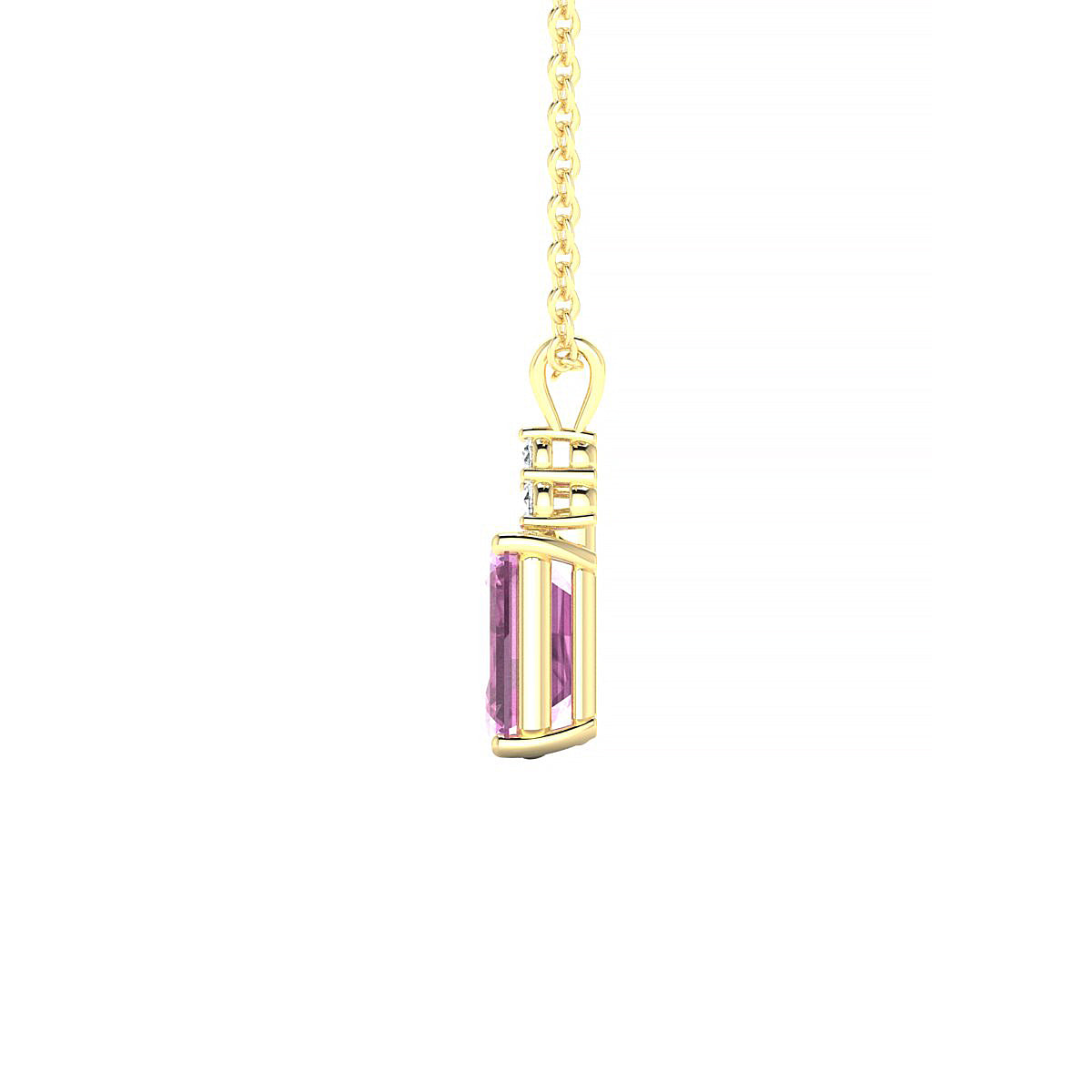 Mirage | 18k Yellow Gold 7 x 5 mm Emerald Pink Sapphire Pendant