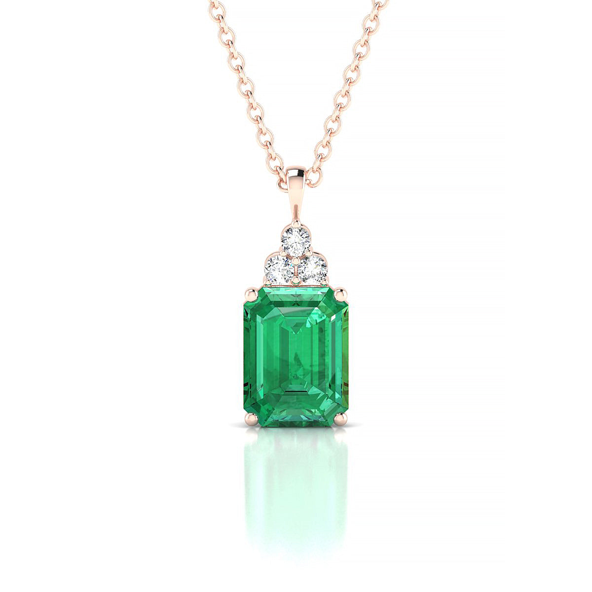 Mirage | 18k Rose Gold 8 x 6 mm Emerald Emerald Pendant