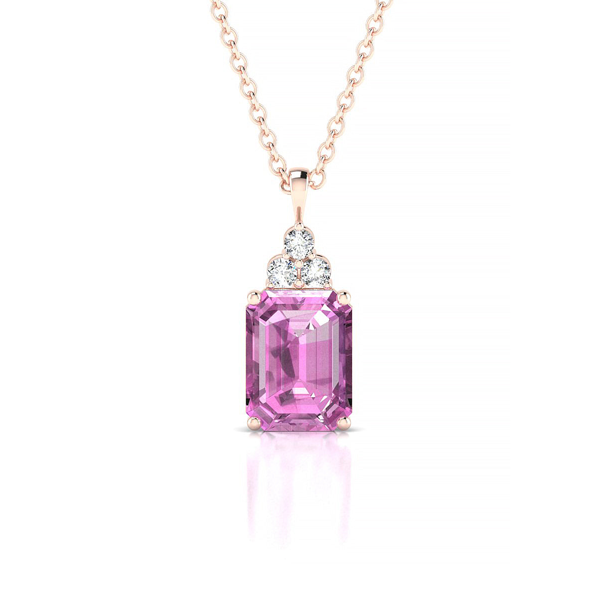Mirage | 18k Rose Gold 8 x 6 mm Emerald Pink Sapphire Pendant