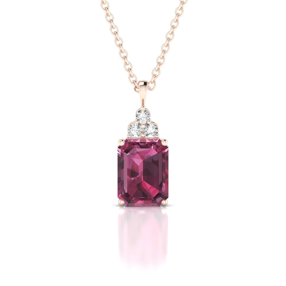 Mirage | 18k Rose Gold 8 x 6 mm Emerald Rhodolite Pendant
