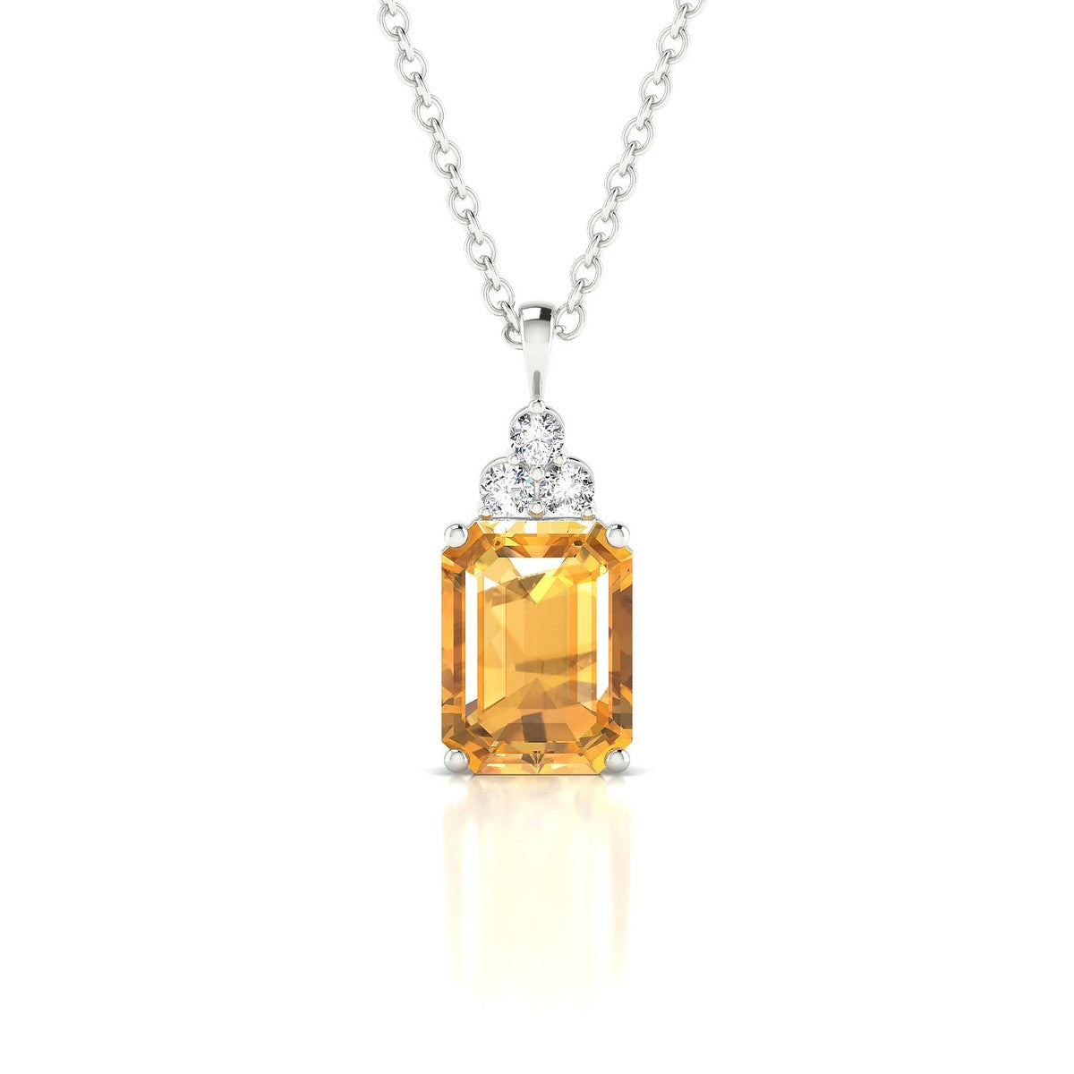 Mirage | 18k White Gold 8 x 6 mm Emerald Citrine Pendant