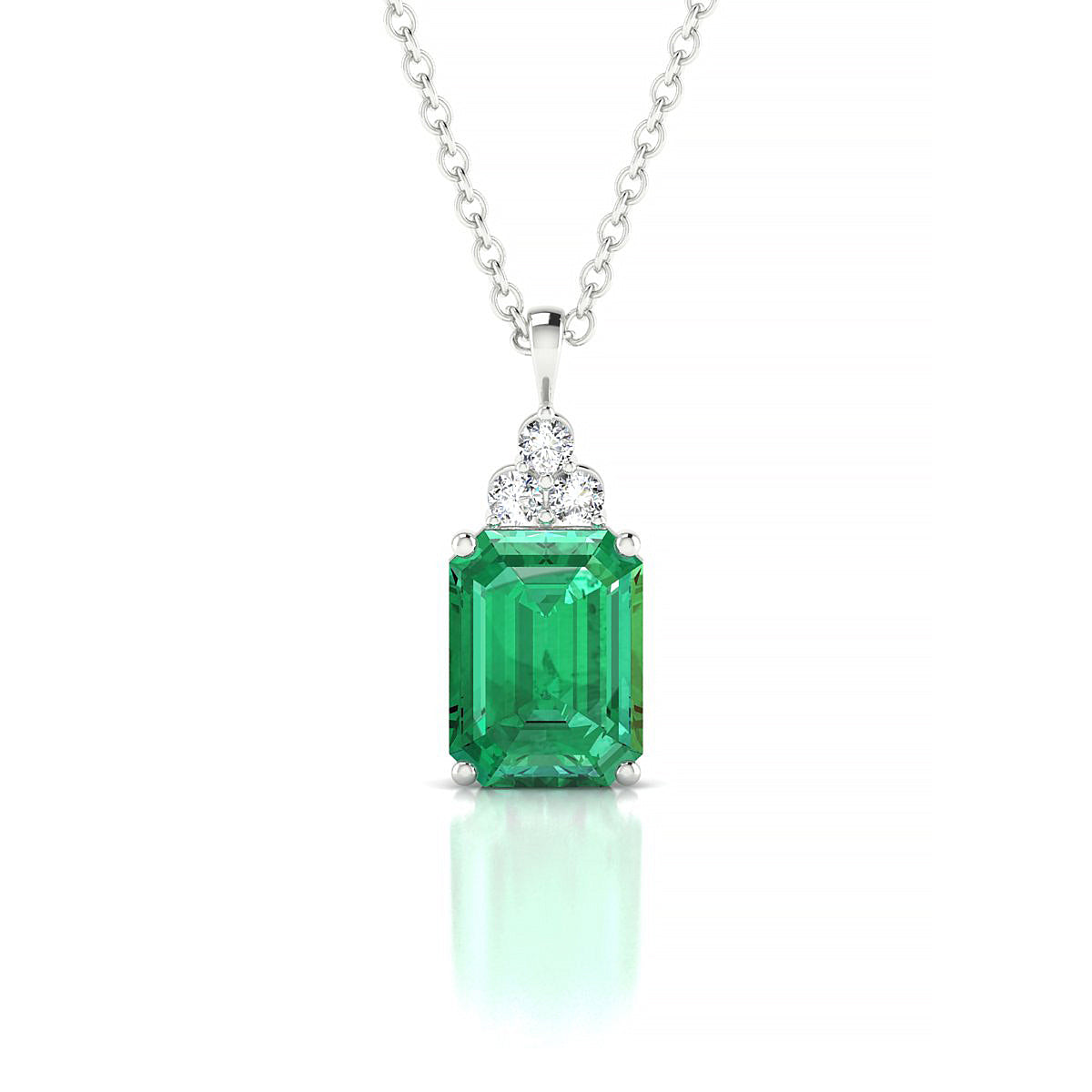 Mirage | 18k White Gold 8 x 6 mm Emerald Emerald Pendant