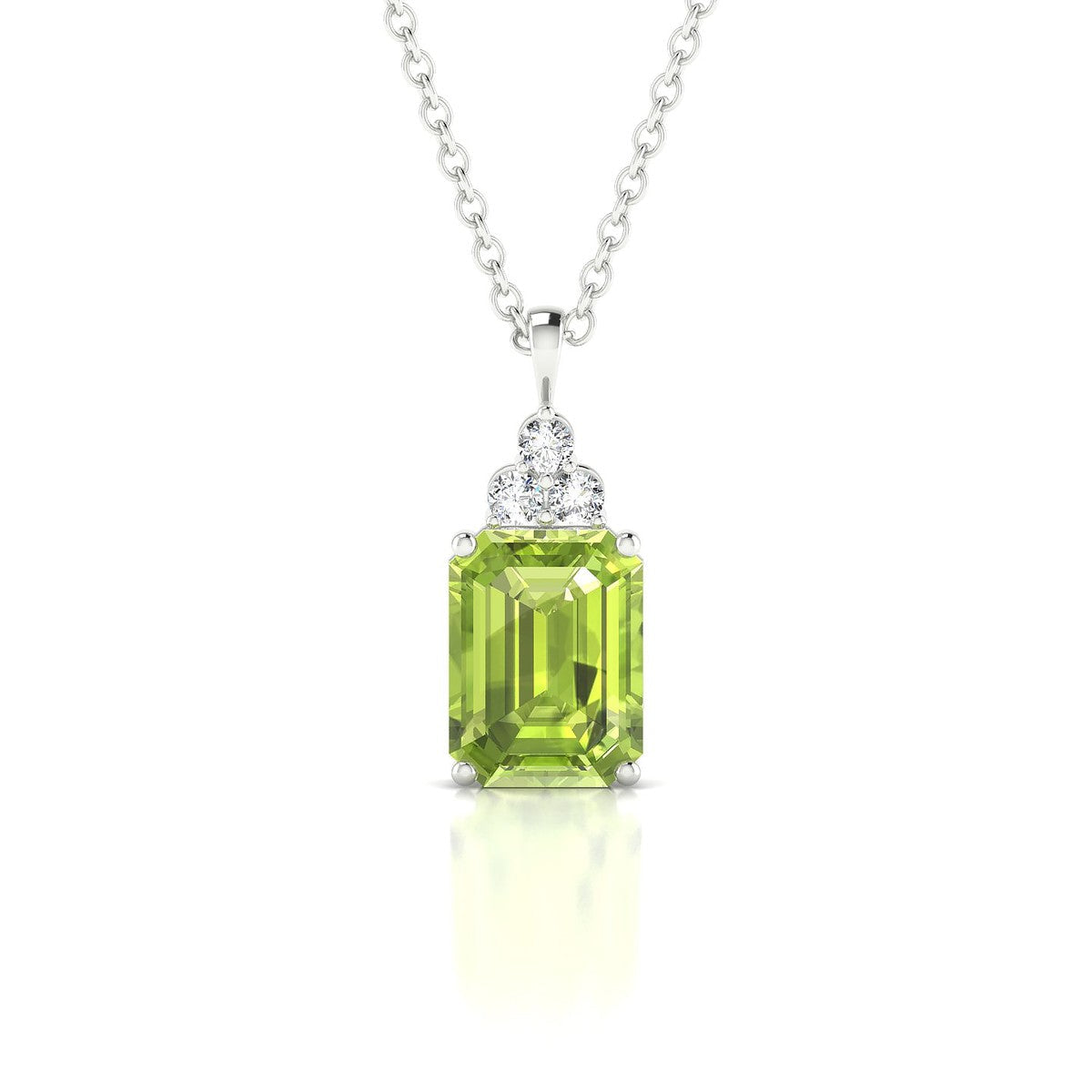 Mirage | 18k White Gold 8 x 6 mm Emerald Peridot Pendant