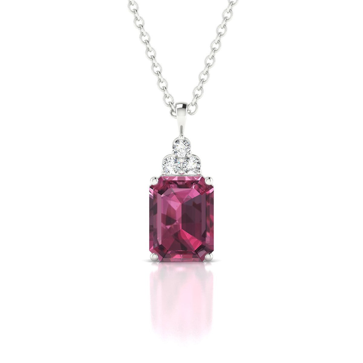 Mirage | 18k White Gold 8 x 6 mm Emerald Rhodolite Pendant