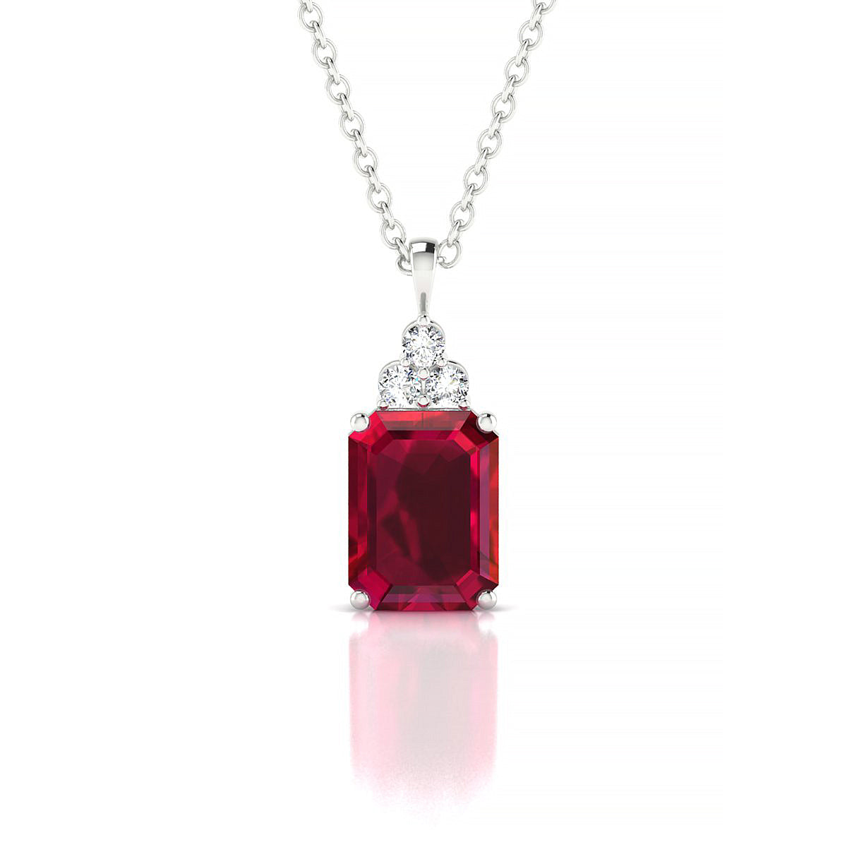 Mirage | 18k White Gold 8 x 6 mm Emerald Ruby Pendant
