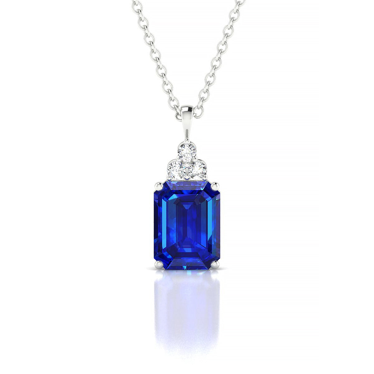 Mirage | 18k White Gold 8 x 6 mm Emerald Sapphire Pendant