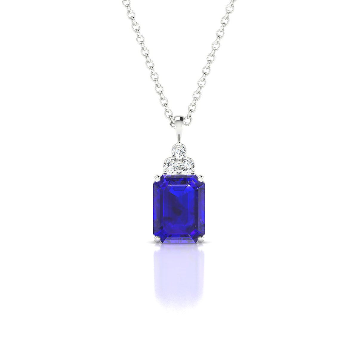 Mirage | 18k White Gold 8 x 6 mm Emerald Tanzanite Pendant
