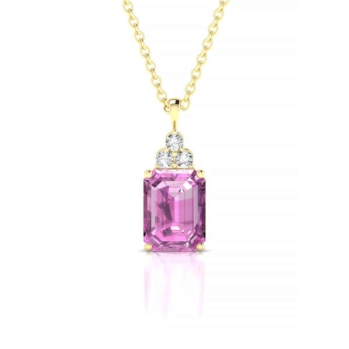 Mirage | 18k Yellow Gold 8 x 6 mm Emerald Pink Sapphire Pendant