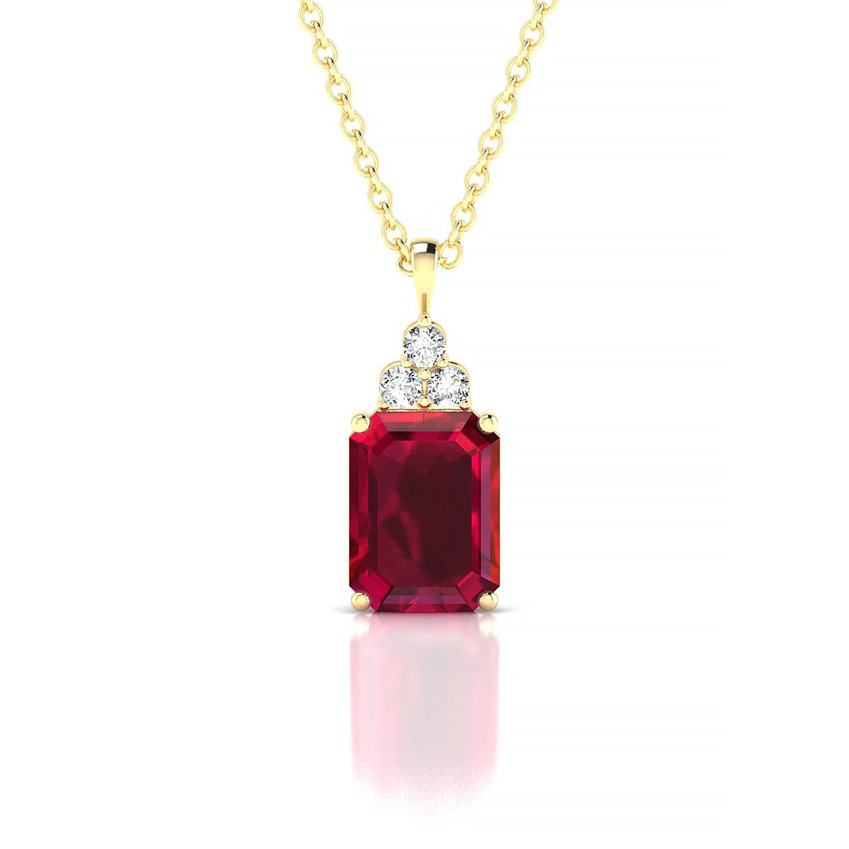 Mirage | 18k Yellow Gold 8 x 6 mm Emerald Ruby Pendant