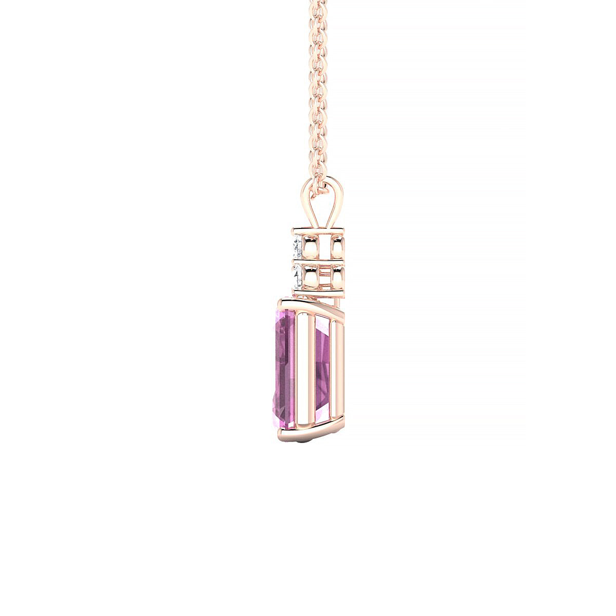 Mirage | 18k Rose Gold 8 x 6 mm Emerald Pink Sapphire Pendant