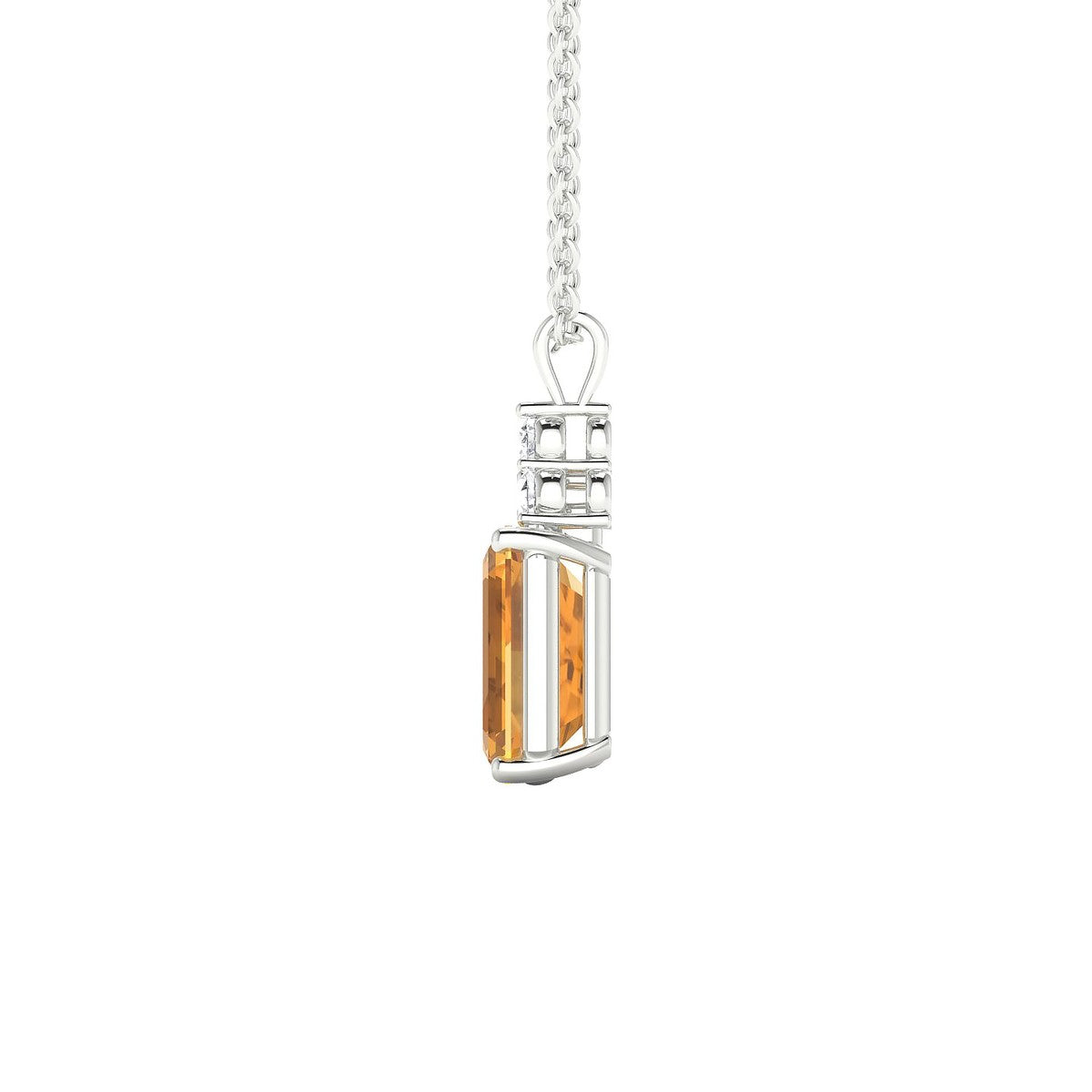 Mirage | 18k White Gold 8 x 6 mm Emerald Citrine Pendant
