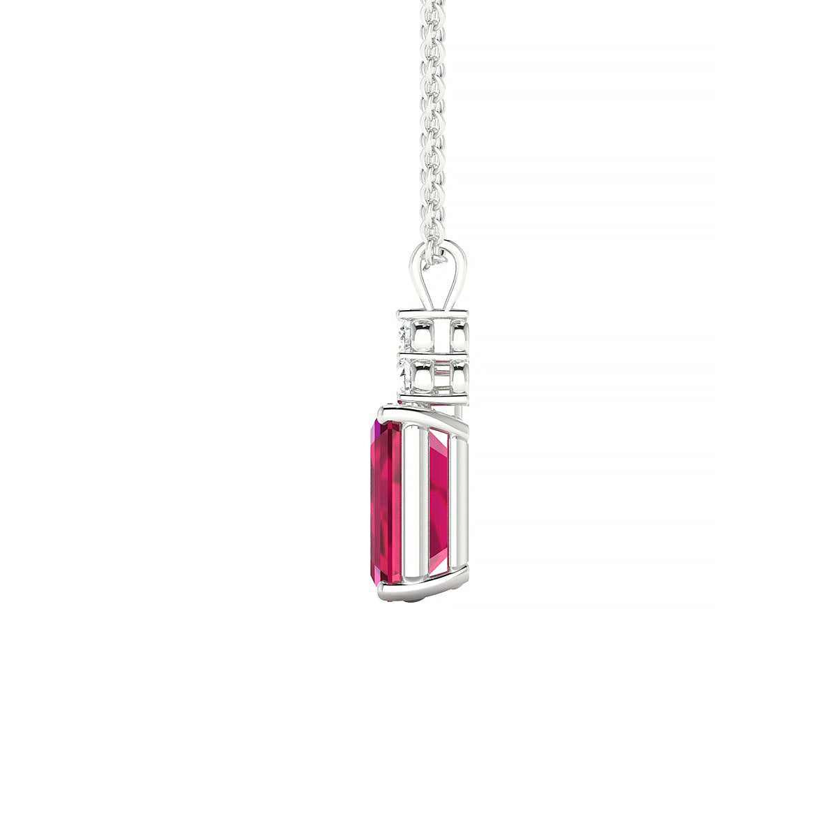 Mirage | 18k White Gold 8 x 6 mm Emerald Ruby Pendant
