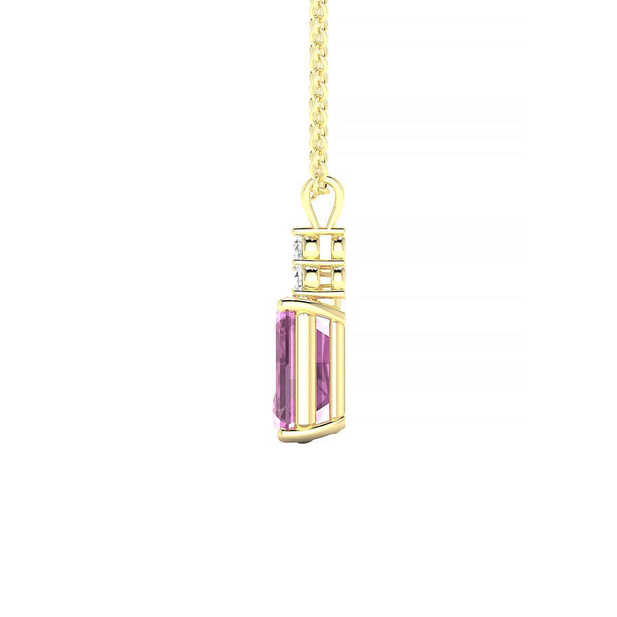 Mirage | 18k Yellow Gold 8 x 6 mm Emerald Pink Sapphire Pendant
