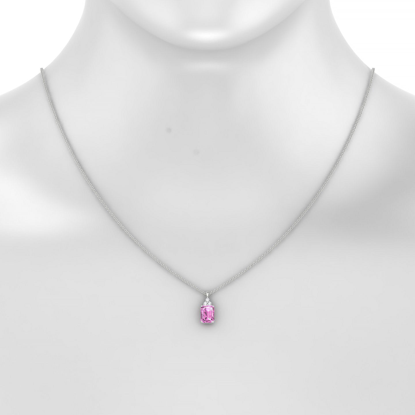 Mirage | 18k White Gold 8 x 6 mm Emerald Pink Sapphire Pendant
