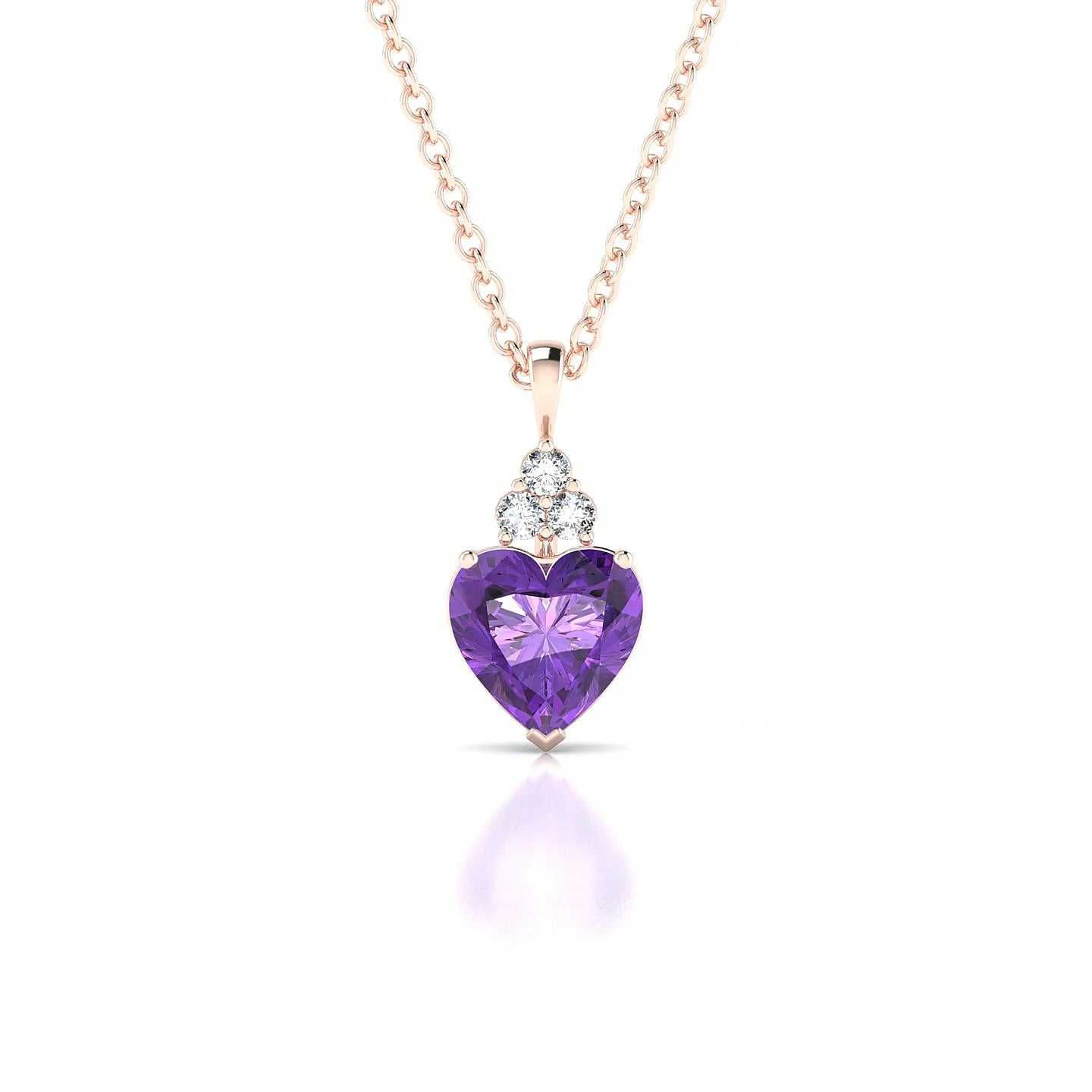Mirage | 18k Rose Gold 6 mm Heart Amethyst Pendant
