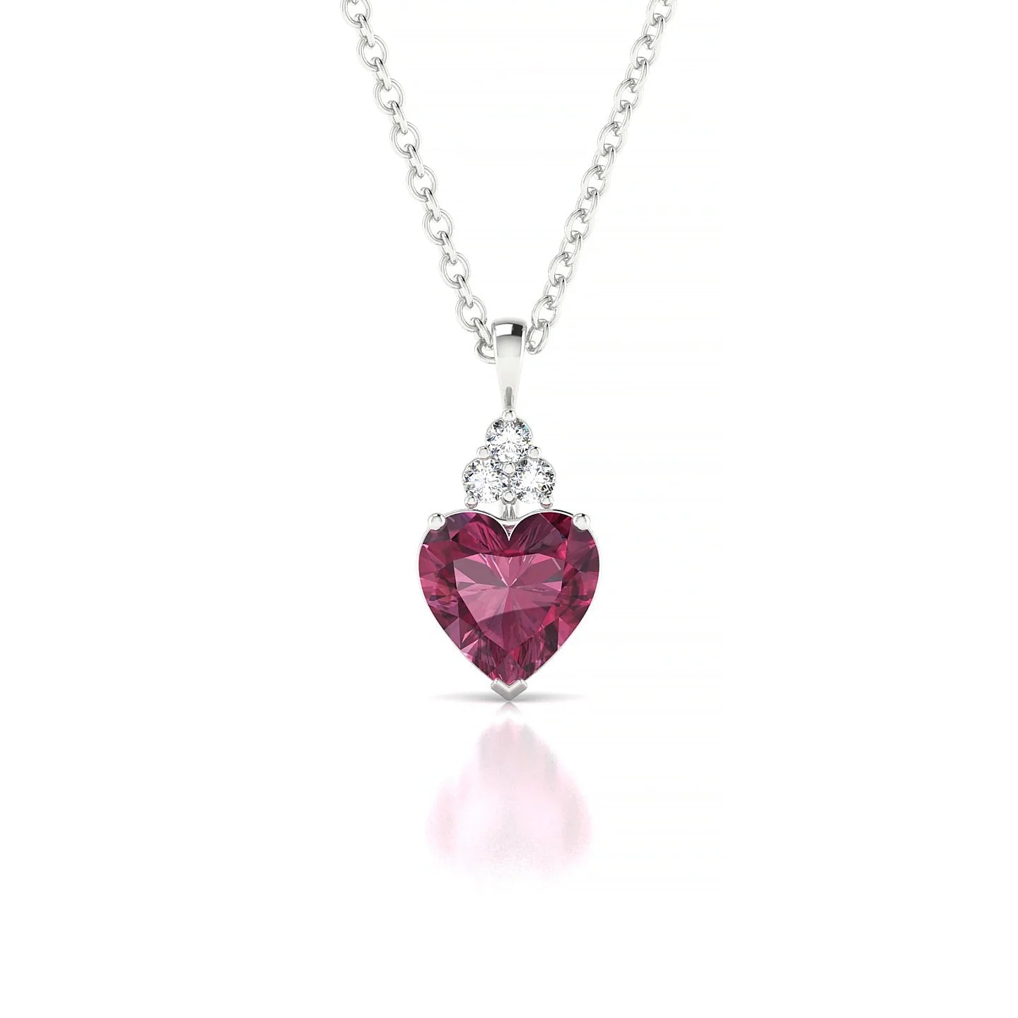 Mirage | 18k White Gold 6 mm Heart Rhodolite Pendant