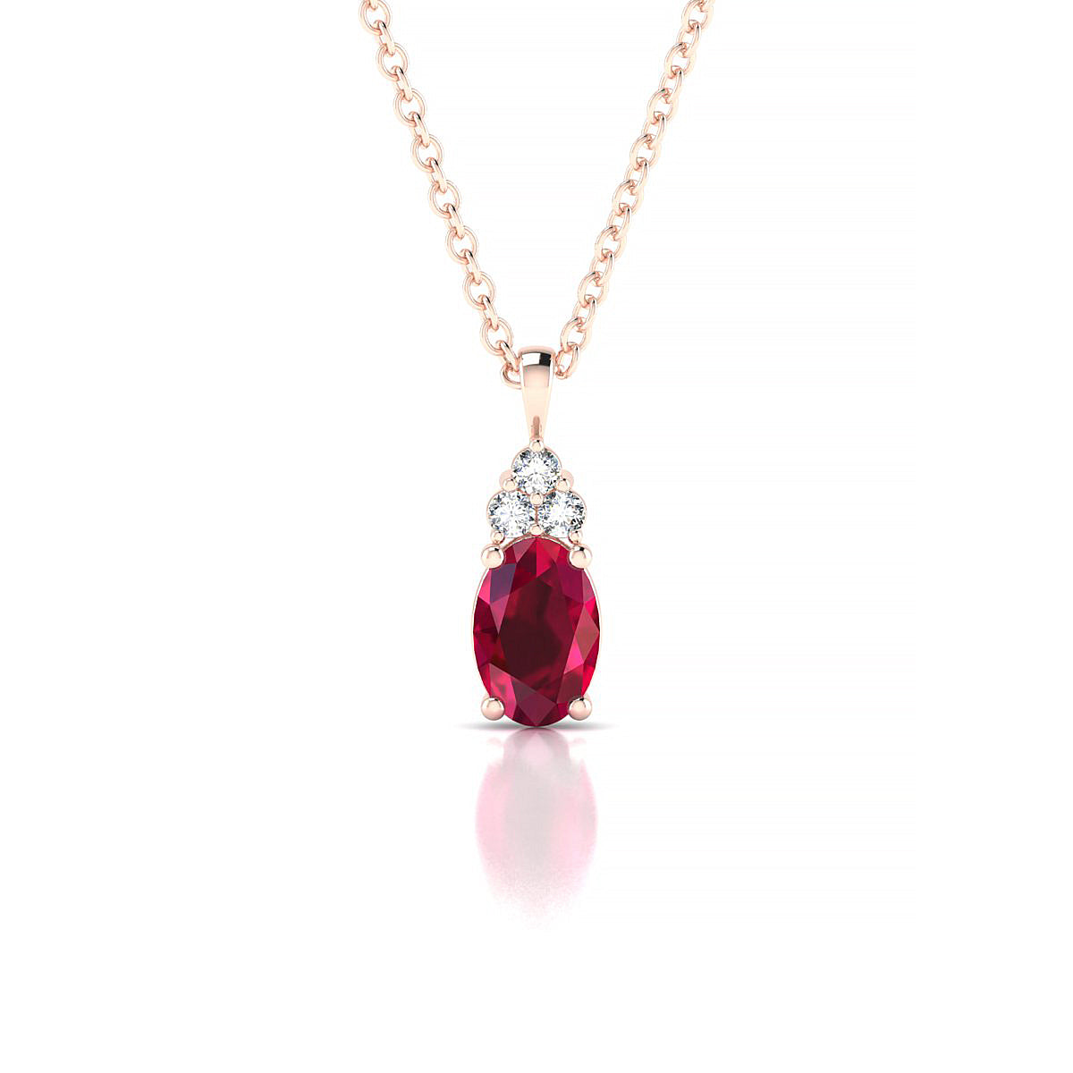 Mirage | 18k Rose Gold 6 x 4 mm Oval Ruby Pendant