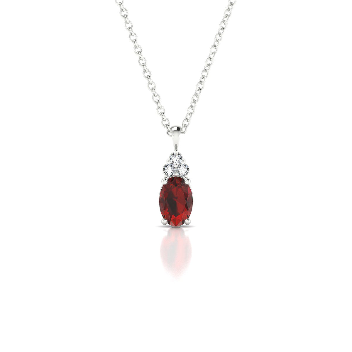 Mirage | 18k White Gold 6 x 4 mm Oval Garnet Pendant