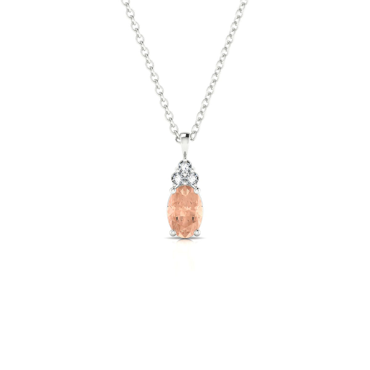 Mirage | 18k White Gold 6 x 4 mm Oval Morganite Pendant