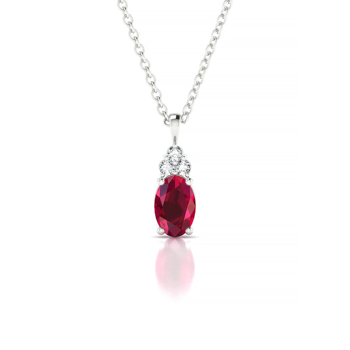 Mirage | 18k White Gold 6 x 4 mm Oval Ruby Pendant