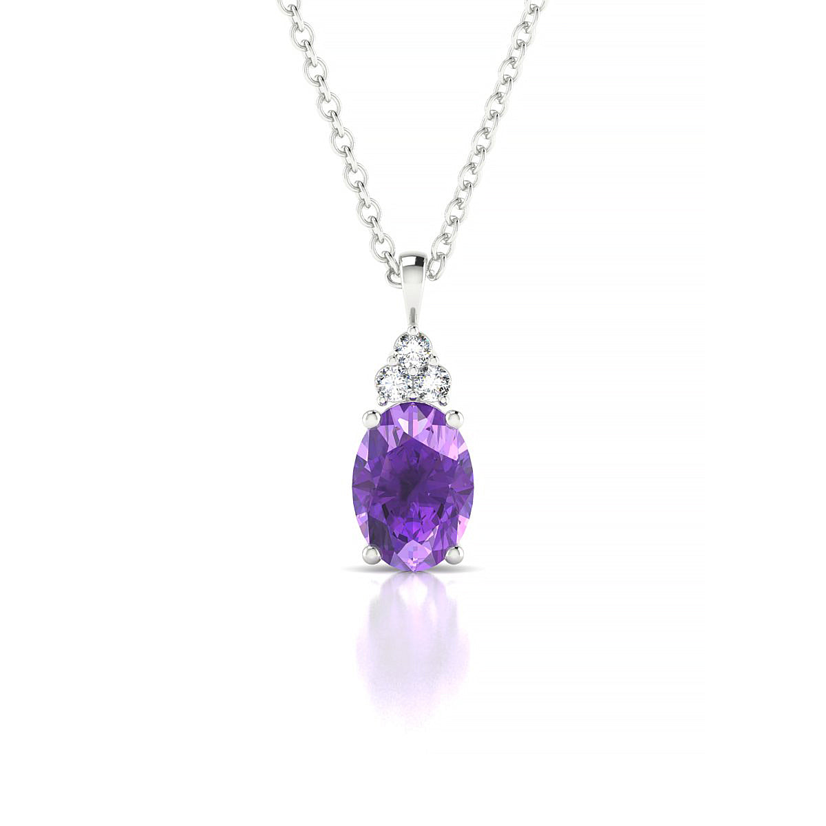 Mirage | 18k White Gold 7 x 5 mm Oval Amethyst Pendant