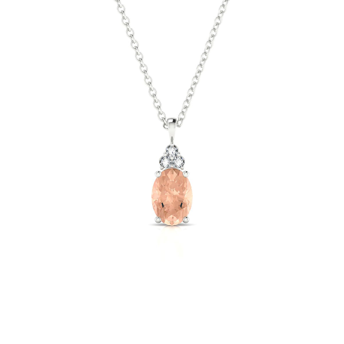 Mirage | 18k White Gold 7 x 5 mm Oval Morganite Pendant