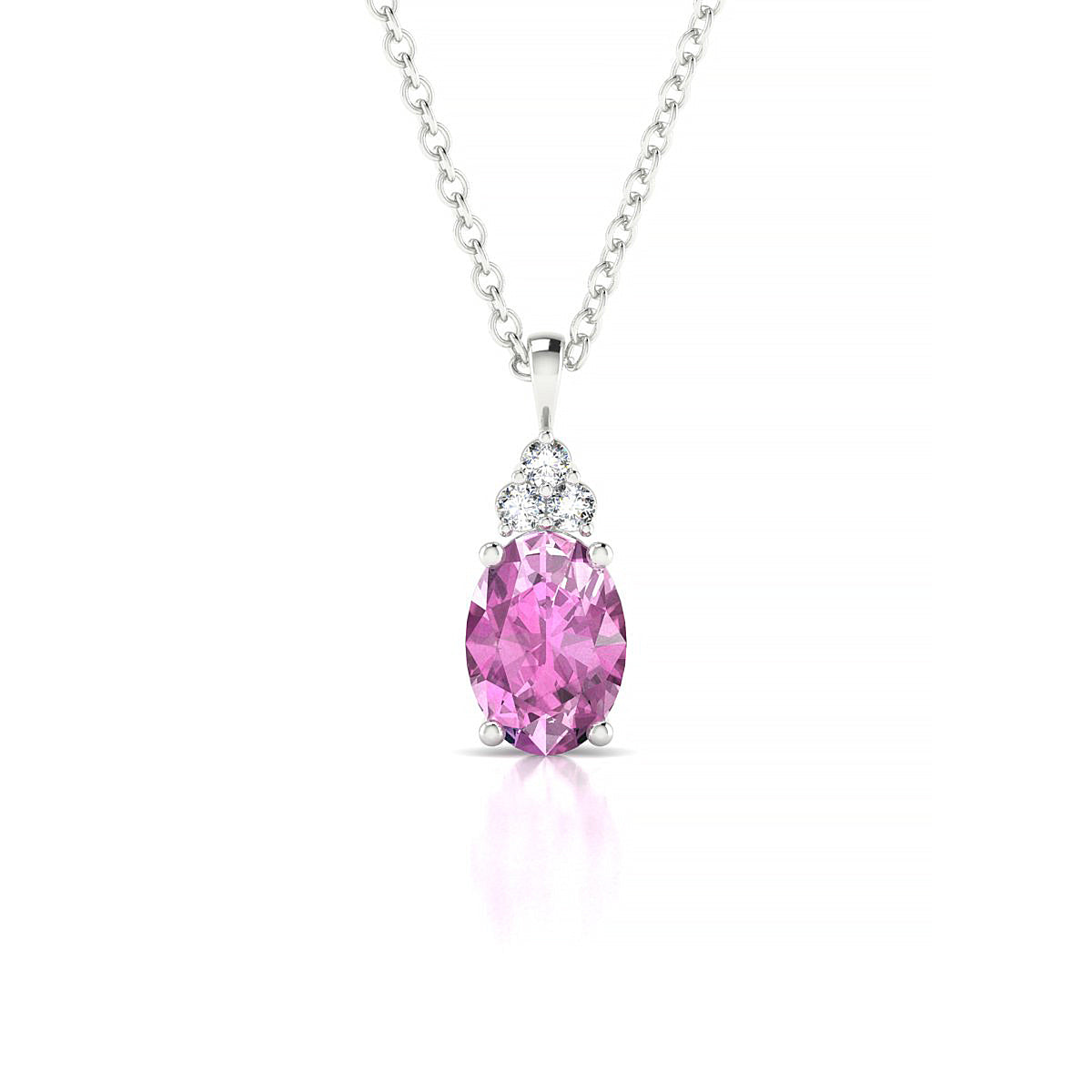 Mirage | 18k White Gold 7 x 5 mm Oval Pink Sapphire Pendant