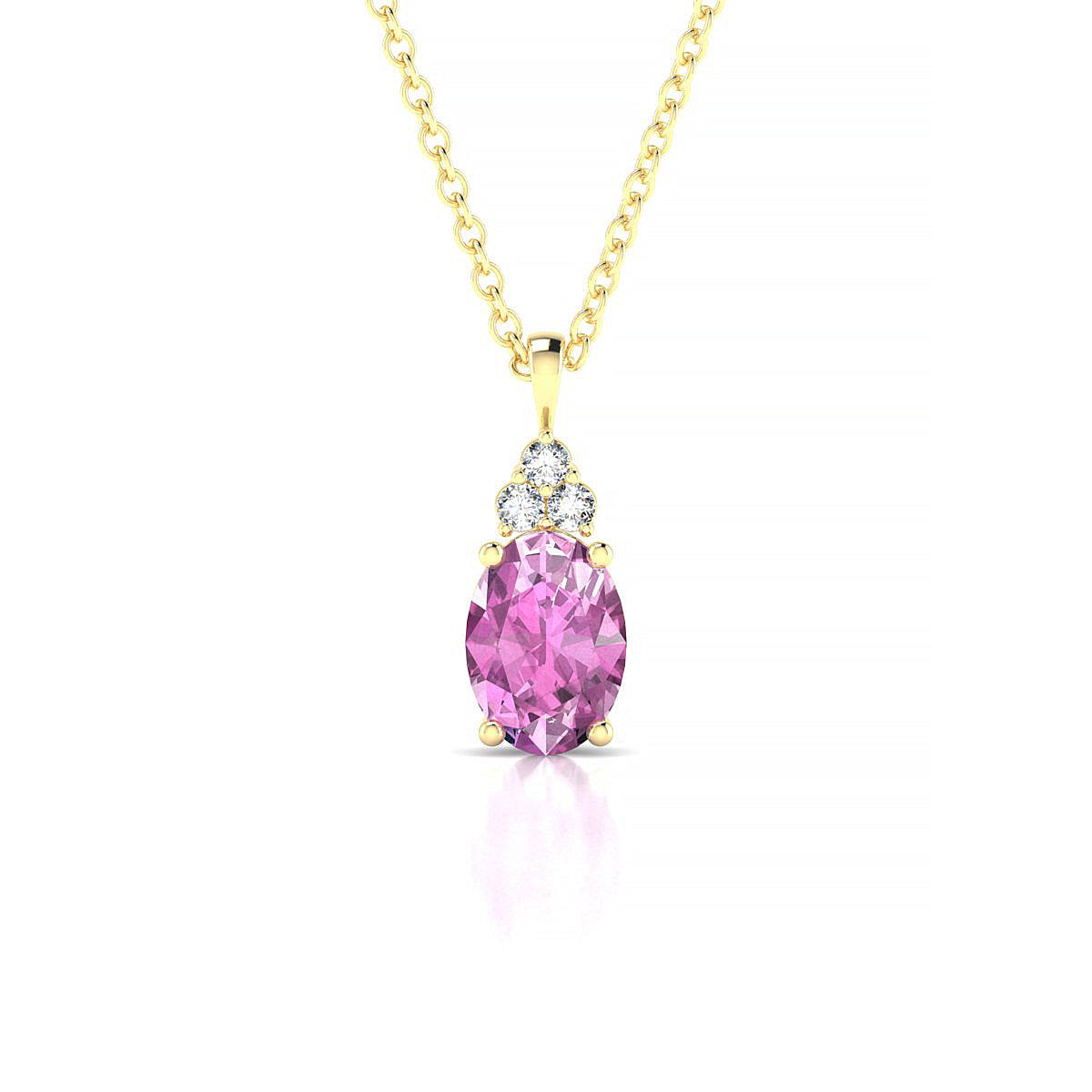 Mirage | 18k Yellow Gold 7 x 5 mm Oval Pink Sapphire Pendant