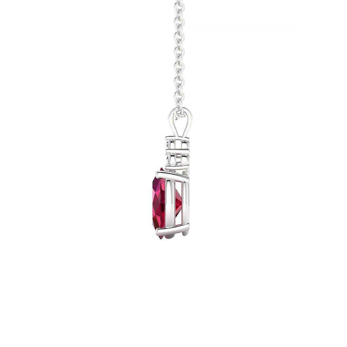 Mirage | 18k White Gold 7 x 5 mm Oval Ruby Pendant