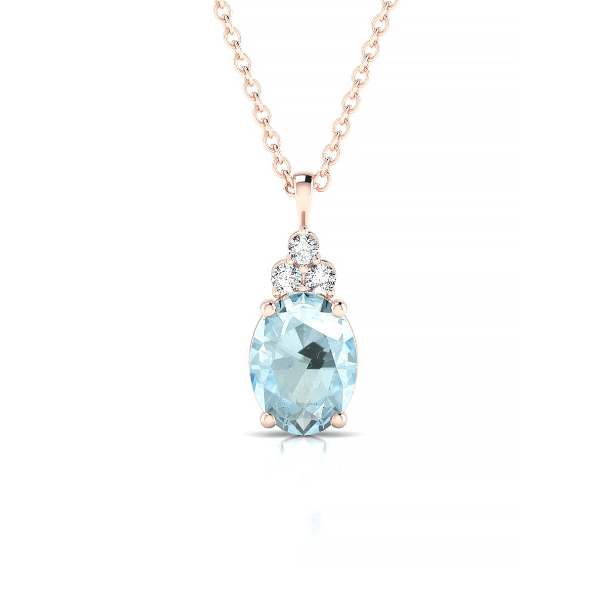 Mirage | 18k Rose Gold 8 x 6 mm Oval Aquamarine Pendant