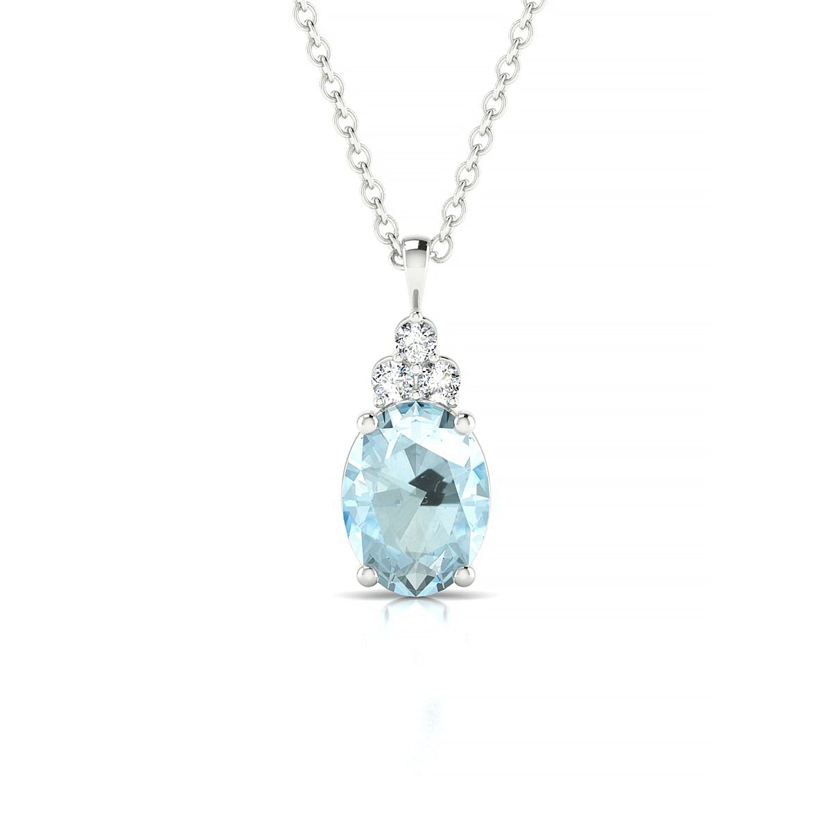 Mirage | 18k White Gold 8 x 6 mm Oval Aquamarine Pendant