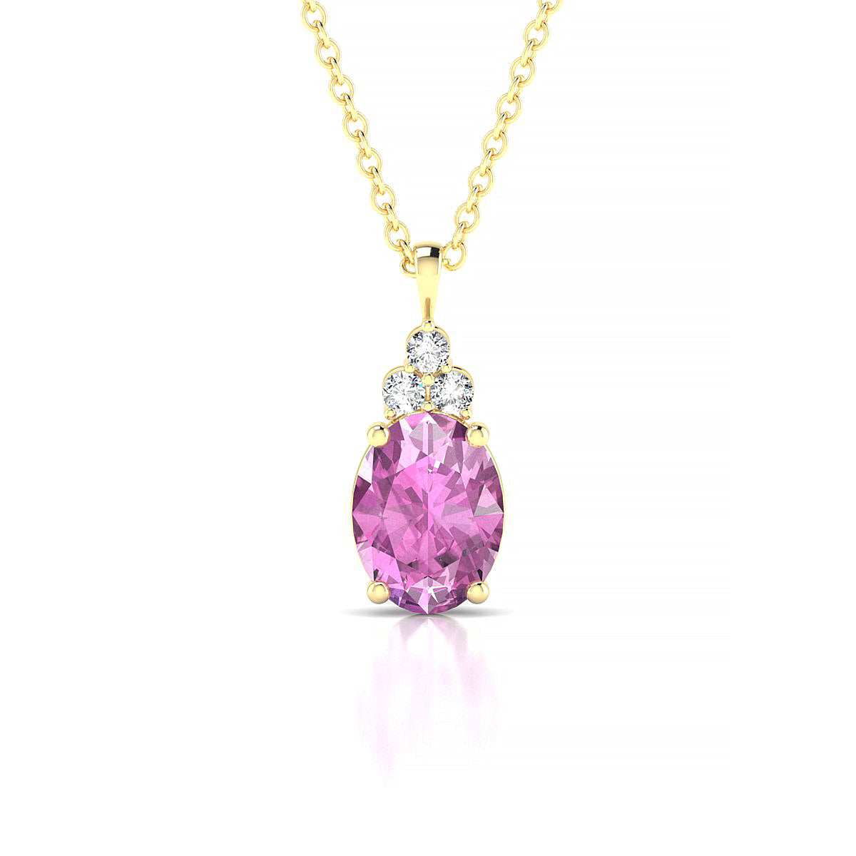 Mirage | 18k Yellow Gold 8 x 6 mm Oval Pink Sapphire Pendant