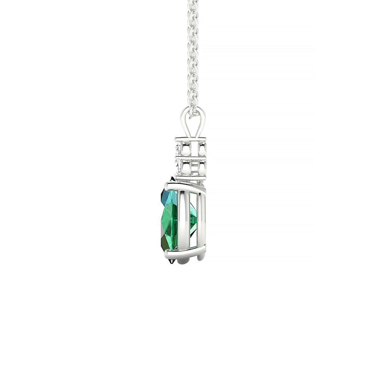 Mirage | 18k White Gold 8 x 6 mm Oval Emerald Pendant