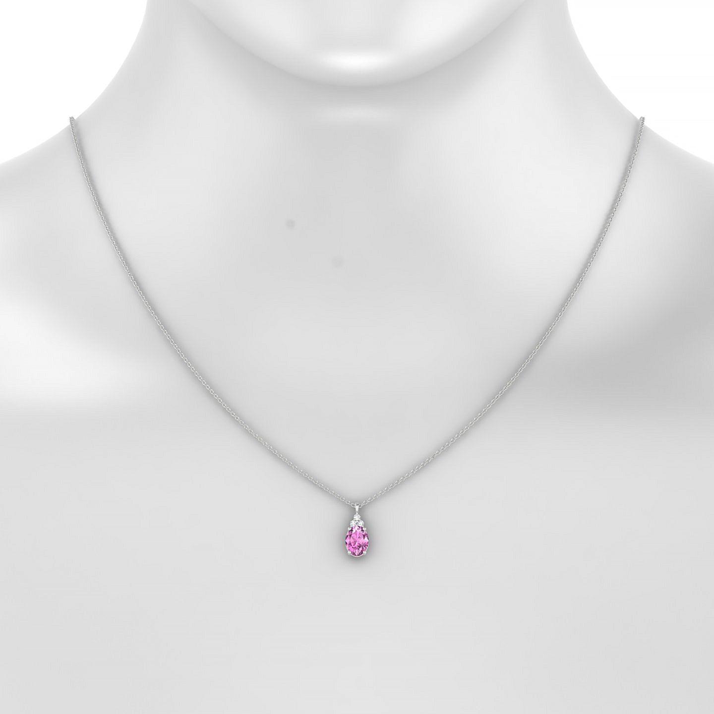 Mirage | 18k White Gold 8 x 6 mm Oval Pink Sapphire Pendant