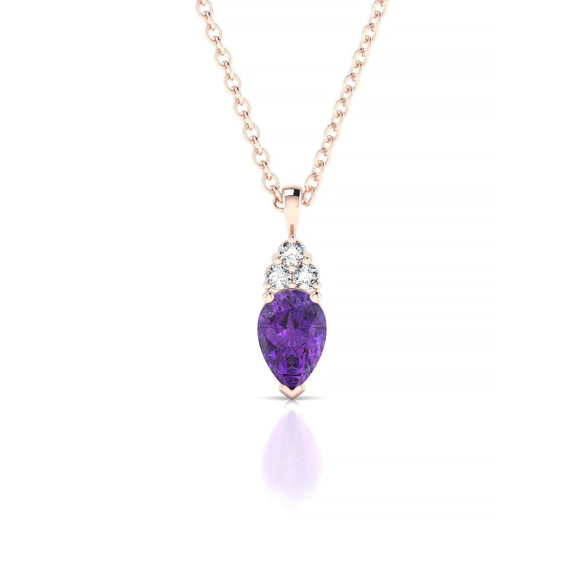 Mirage | 18k Rose Gold 6 x 4 mm Pear Amethyst Pendant