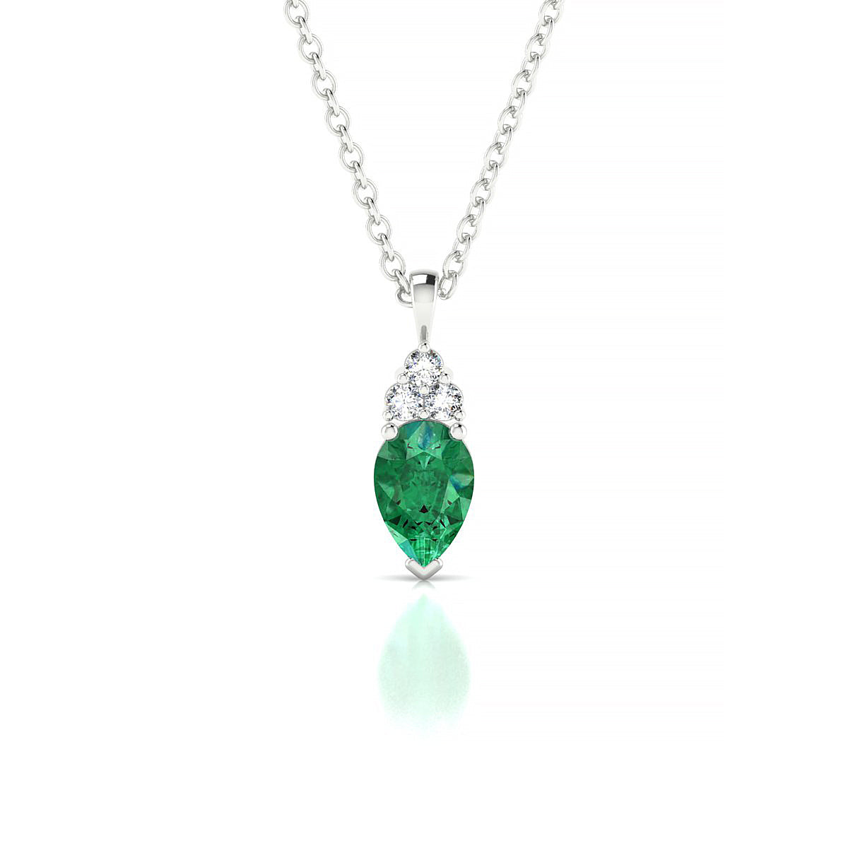 Mirage | 18k White Gold 6 x 4 mm Pear Emerald Pendant