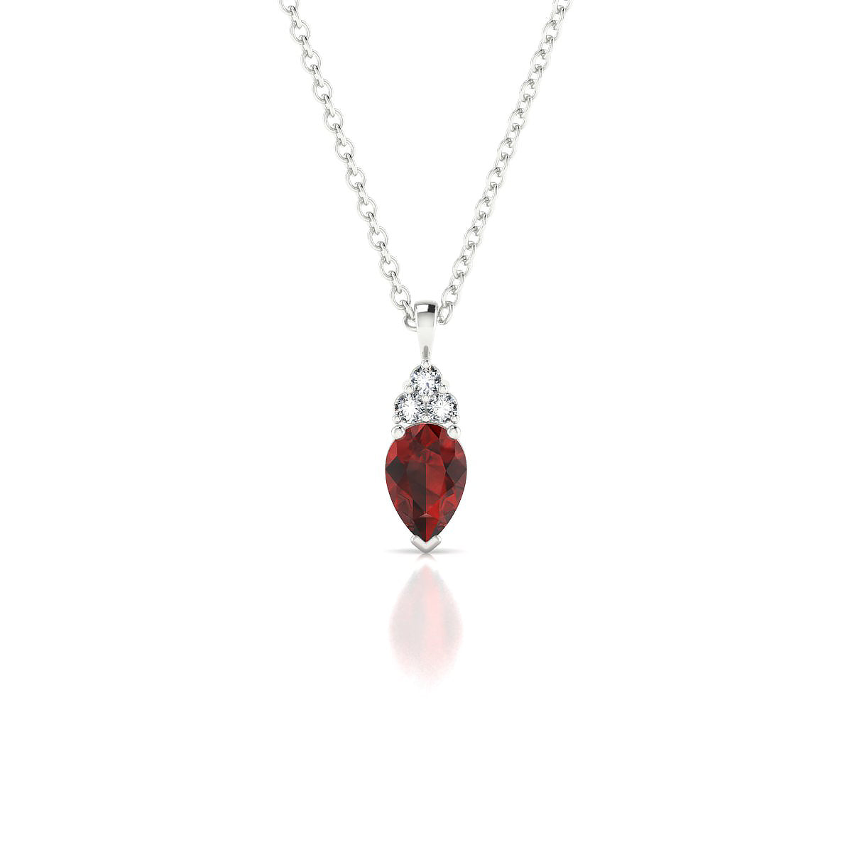 Mirage | 18k White Gold 6 x 4 mm Pear Garnet Pendant