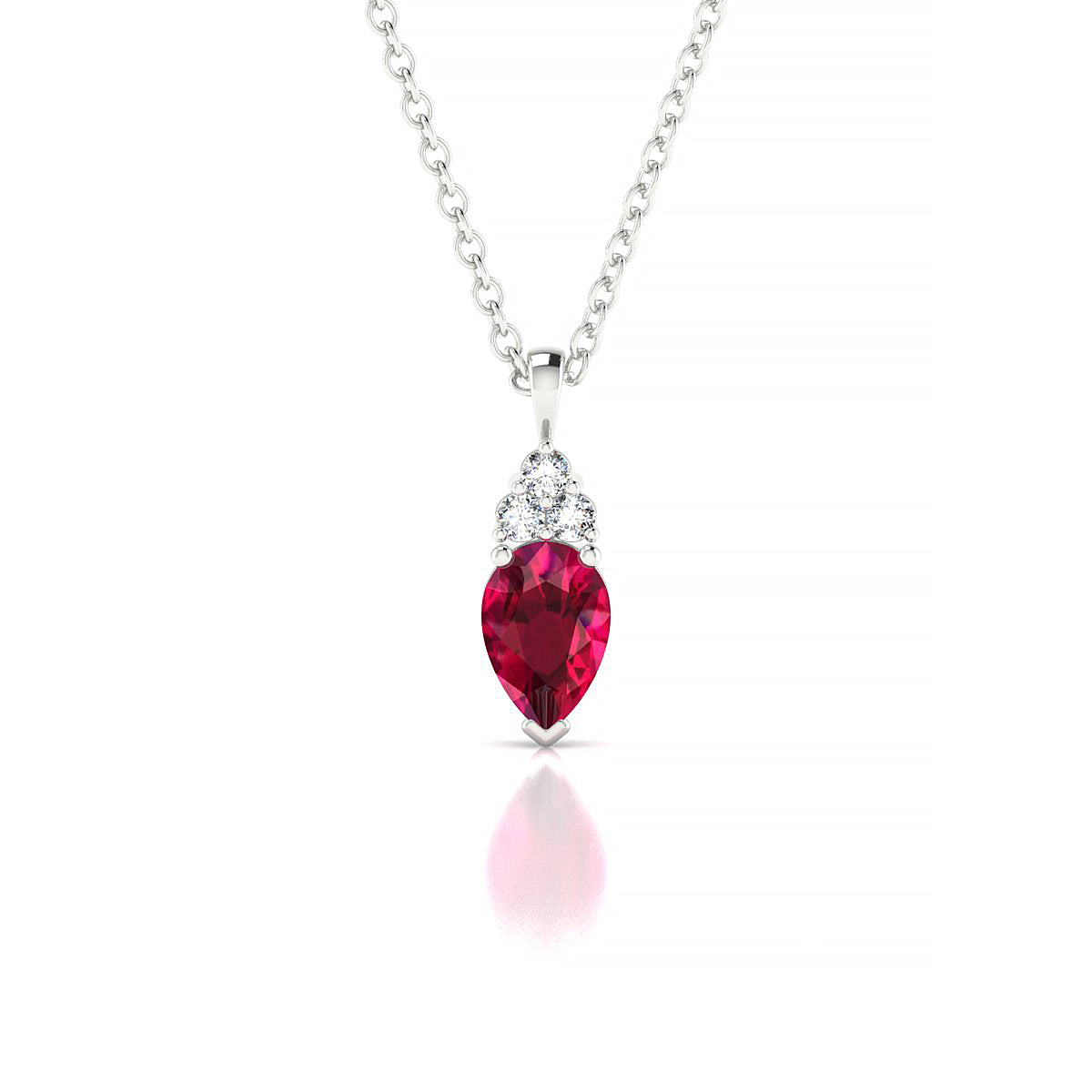 Mirage | 18k White Gold 6 x 4 mm Pear Ruby Pendant