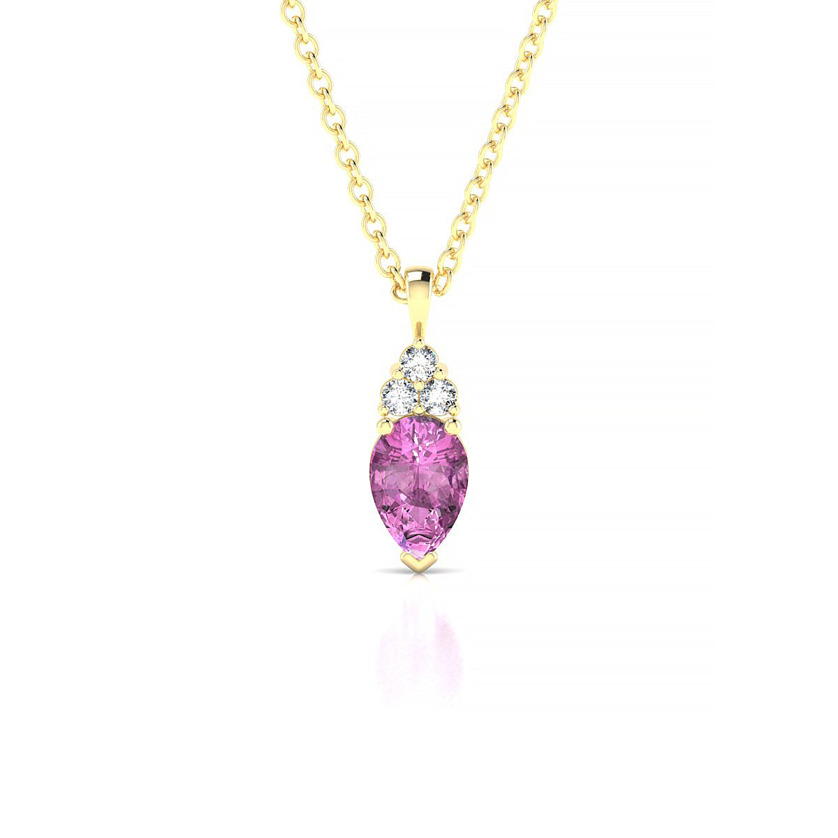 Mirage | 18k Yellow Gold 6 x 4 mm Pear Pink Sapphire Pendant