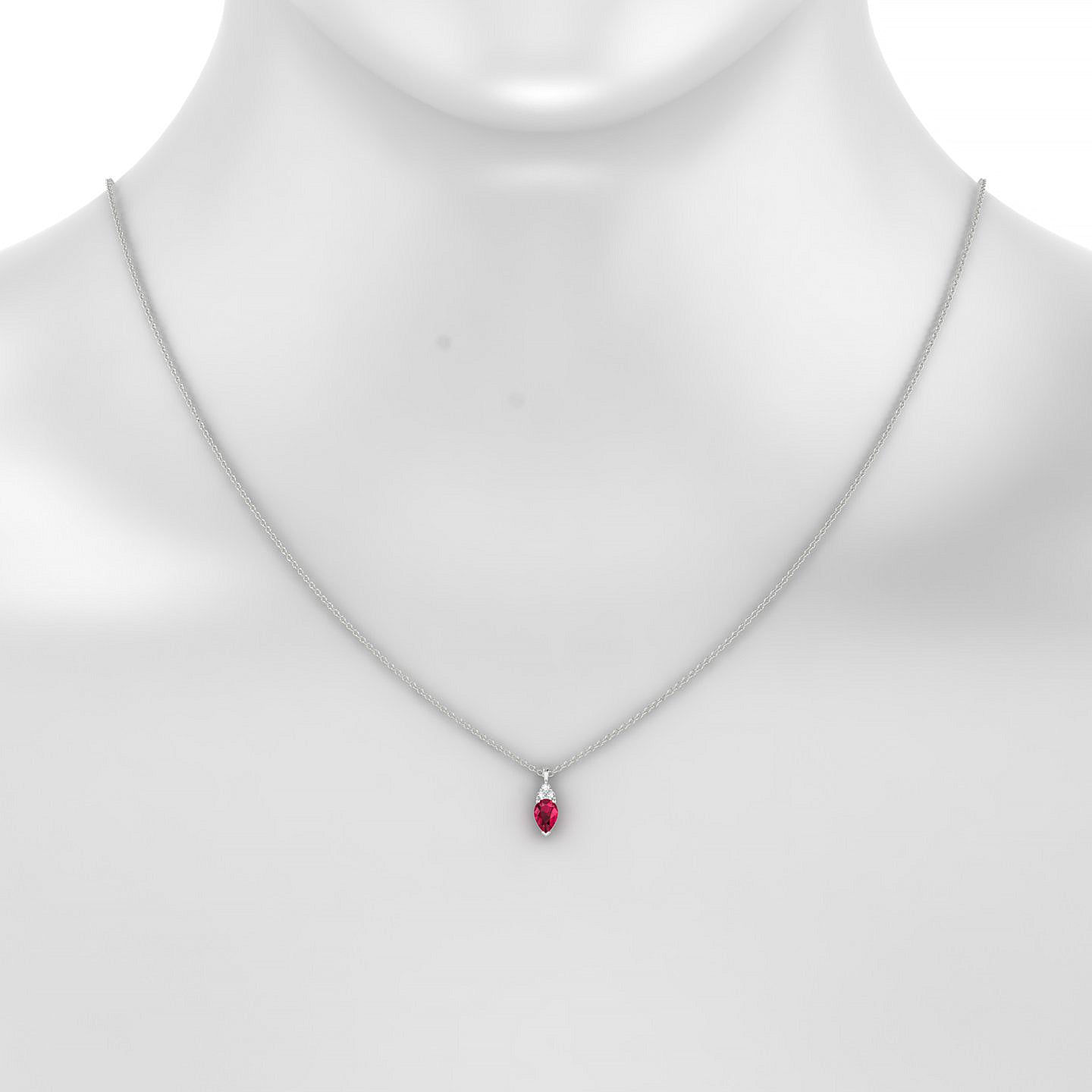 Mirage | 18k White Gold 6 x 4 mm Pear Ruby Pendant