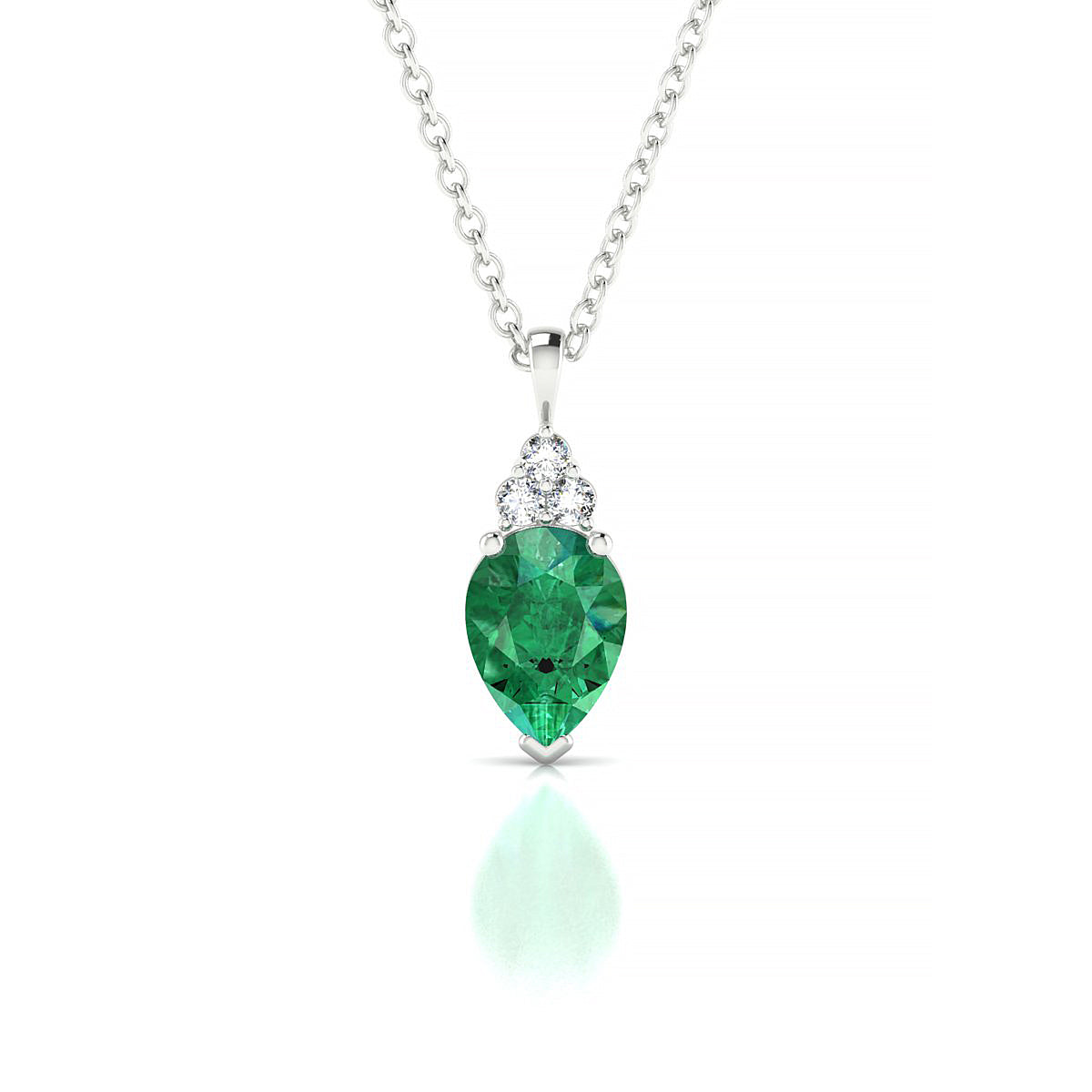 Mirage | 18k White Gold 7 x 5 mm Pear Emerald Pendant