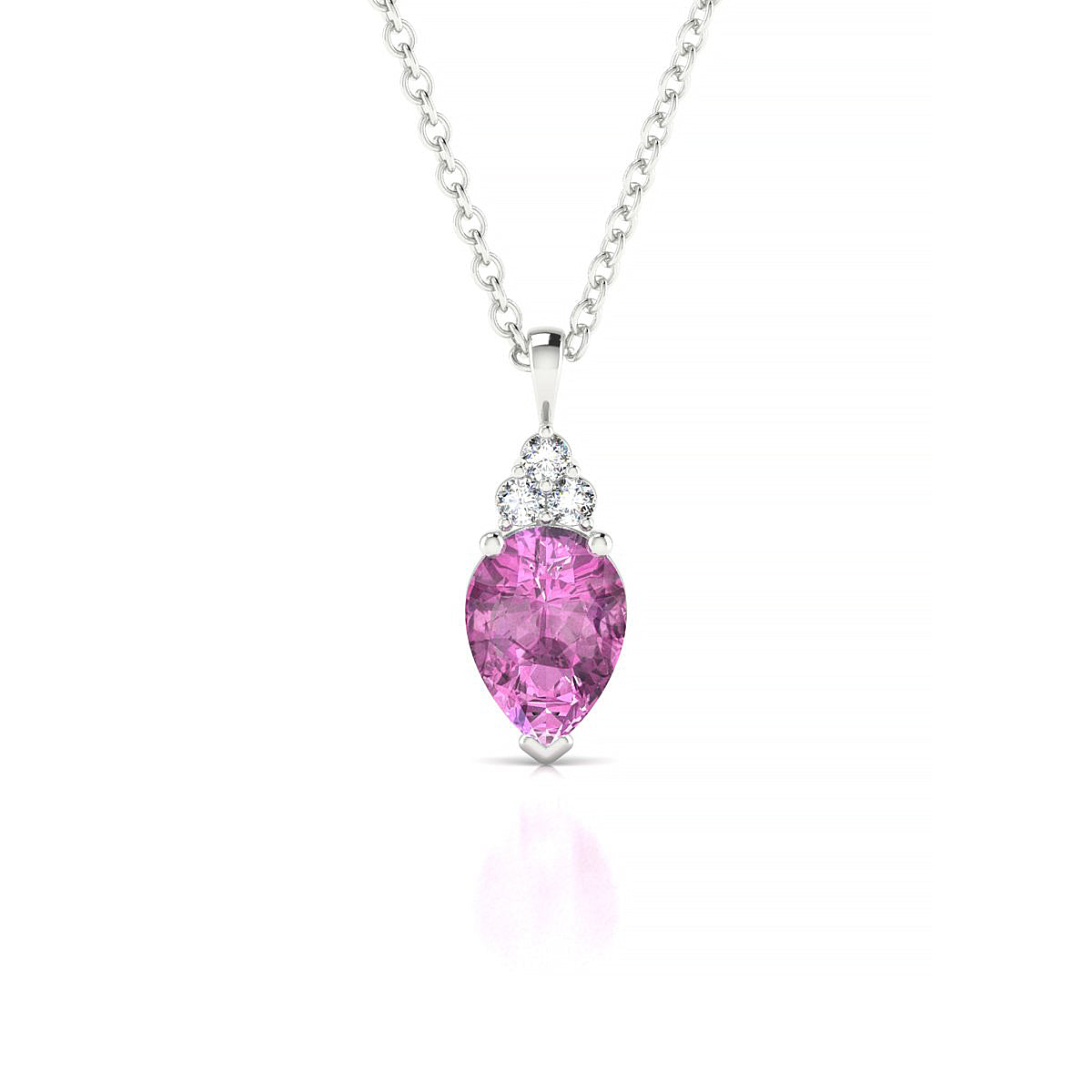Mirage | 18k White Gold 7 x 5 mm Pear Pink Sapphire Pendant