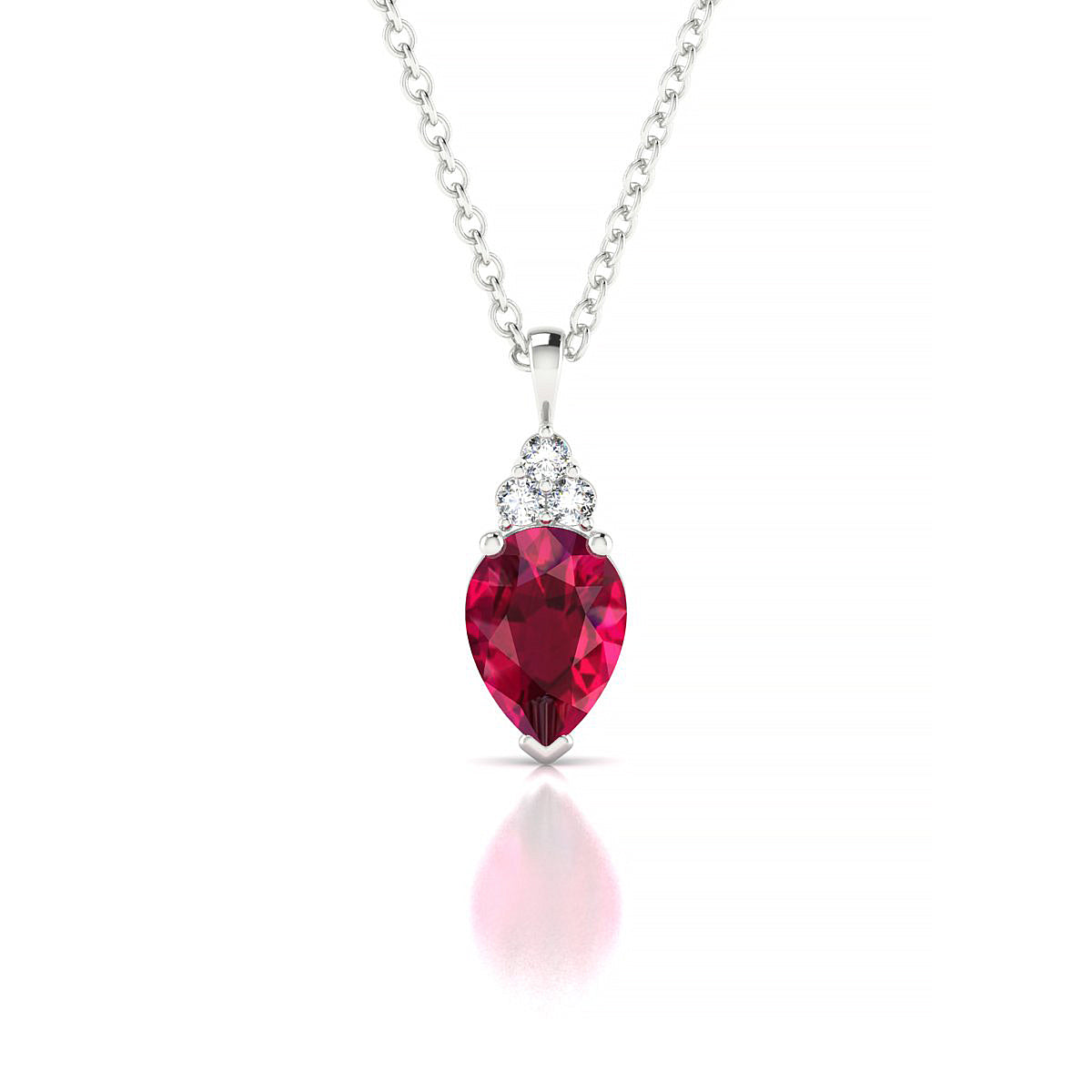 Mirage | 18k White Gold 7 x 5 mm Pear Ruby Pendant